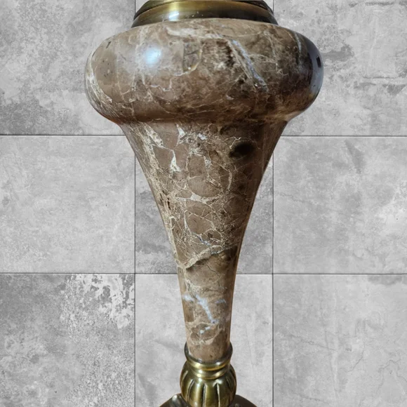 VTG Onyx Marble Brass Table Lamp Hollywood Regency Sty Lighting Italy Urn Shade